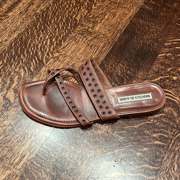 Manolo Blahnik brown leather sandals - Picture 4 of 6